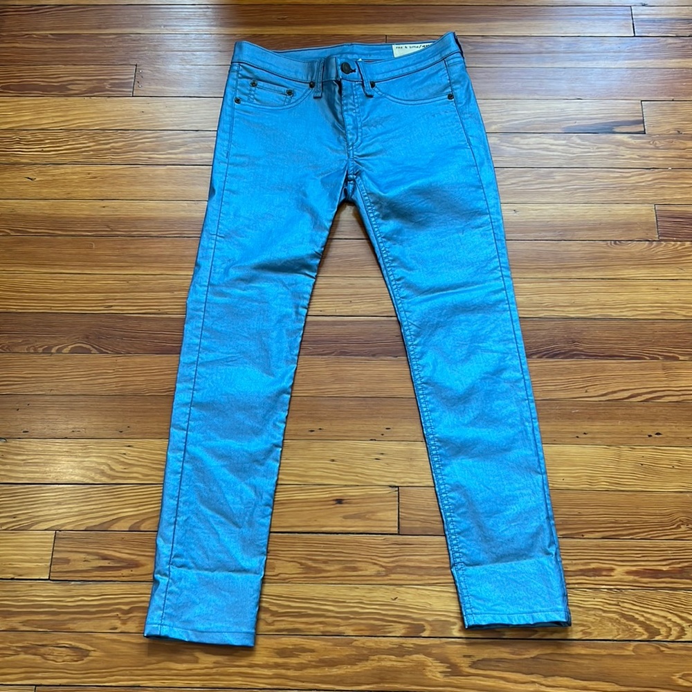 Rag & Bone • Sky Blue Metallic Leggings